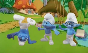 Smurf Figurines Three (3) McDonalds Happy Meal Toys 2013 Brainy Hefty Grouchy - Picture 1 of 10