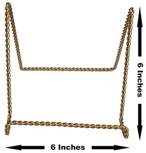 Caballete Soporte de Exhibición Antiguo Dorado Alambre Retorcido 6" Acabado Plano Aspecto Clásico NUEVO - Imagen 1 de 3