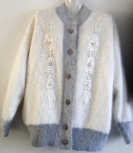 Lindrela Schurwolle Angora Damen Strick Cardigan, Strickjacke, Gr. 46, NEU - Bild 1 von 7