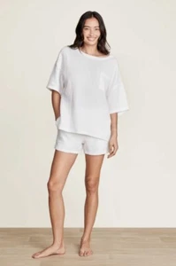 BAREFOOT DREAMS COTTON TEE AND SHORT SET Sun Soaked Crinkle Large - Picture 1 of 10