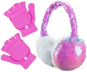 Mädchen 2-teiliges Ohrenschützer und fingerloser Handschuh warm Winter Set - Bild 1 von 5