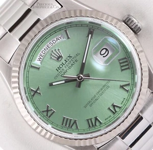 Rolex Mens Day-Date 36mm Presidential 18239 18k White Gold-Ice Green Roman Dial - Picture 1 of 4
