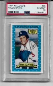 WILLIE DAVIS 1974 KELLOGG'S #45, PSA GRADED GEM-MT 10. - Picture 1 of 2