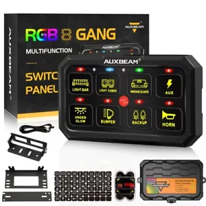 AUXBEAM RA80 XL 8 Gang RGB Switch Panel Automatic Dimmable for DC 12V-24V - Picture 1 of 12
