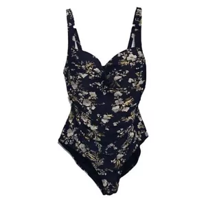 Nip Tuck Floral Einteiler Badeanzug und Farben Navy Blau Gold Weiß Grau Gr. 8 - Bild 1 von 6