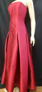 Melinda Eng Silk Wool Red Formal Women's Size 6 Strapless Gown Dress #CB1 - Picture 1 of 12
