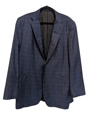 Chaqueta Abrigo Deportivo TOM JAMES EXECUTIVE Azul Marino Gris Seda Cuadros a Cuadros 50R Foto 1 de 4