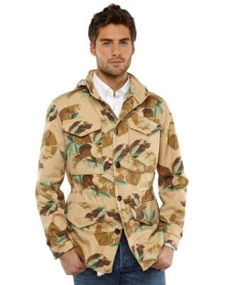 J.PRESS York St. para hombre Chaqueta de fatiga utilitaria militar estampada tropical talla M Foto 1 de 4