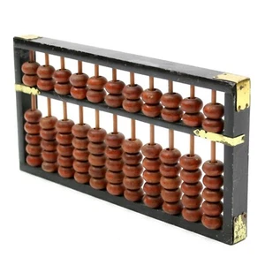Vintage Wood Abacus 11 Rods 77 Wooden Beads Brass Corners Asian Calculator - Bild 1 von 11