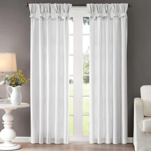 New Collection 1PC Madison Natalie Twisted 65''x72'' Satin White Curtain - Picture 1 of 4