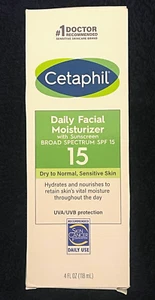 Cetaphil Daily Facial Moisturizer, SPF 15, Fragrance Free 4 fl oz Exp 01/26 - Picture 1 of 5
