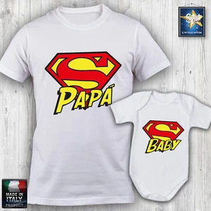 T-shirt SUPERMAN SUPER Papà SUPER Baby Body neonato Festa del Papà Idea Regalo - Picture 1 of 3