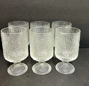 Vintage Indiana Glass Footed Wine/Drink Glass Set of 6 Textured Icicle 5.25"h - Picture 1 of 15