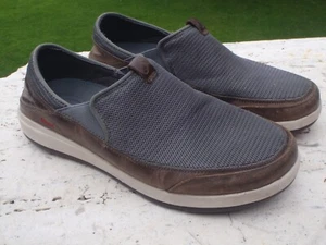 Olukai Men MAKIA SLIP ON MEN  8.5  EU 41.5 GREY MESH WHITE RUBBER BROWN LEATHER - Picture 1 of 13
