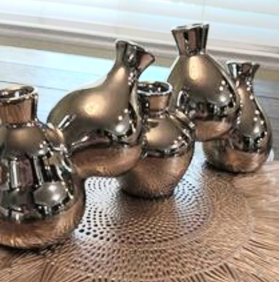 Florero Z Gallerie Metal Plateado 5 Brotes Mini Brote Escultural Moderno Foto 1 de 3