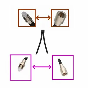 1x FME to 2x FME Male/Female Antenna Splitter/Combiner Y Adapter COAX 6" cable - Picture 1 of 8