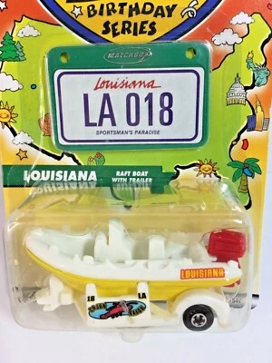 Matchbox Across America 50th Birthday Series LOUISIANA Raft Boat Trailer - #018 - Image 1 of 4