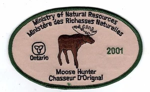 Ontario MNR 2001 parche cazador de alces-Michigan DNR ciervo-oso-alce-cresta-insignia-pescado - Imagen 1 de 1