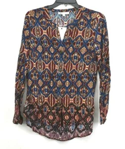 DR2 by Daniel Rainn Damen Bluse Split Neck Button Front Hi-Lo Langarm XS - Bild 1 von 8