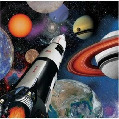 Space Blast 3-Ply Beverage Paper Napkins 16 Pack Outer Space Party Tableware - Image 1 of 2