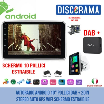 AUTORADIO ANDROID 10" POLLICI DAB + 2DIN STEREO AUTO GPS WIFI SCHERMO ESTRAIBILE - Immagine 1 di 4
