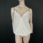 George Vest Top 12 Womens Ivory Wrap Look Beaded Chain Straps Lightweight Casual