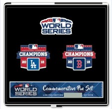 2018 WORLD SERIES COMMEMORATIVE PIN SET OF THREE (3) DODGERS RED SOX CHAMPIONS