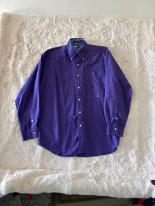 Tommy Hilfiger Mens Button Front Shirt size L Purple 100% Cotton Long Sleeve - Picture 1 of 10