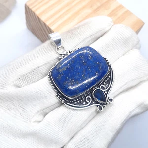 Lapis Lazuli Gemstone 925 Sterling Silver Pendant Jewelry 2.5" Holiday Gift - Imagen 1 de 5