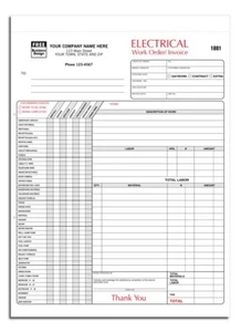 100 Electrical Work Order Invoices / Nebs Deluxe No. 6520 / 3 Part Carbonless - Picture 1 of 1