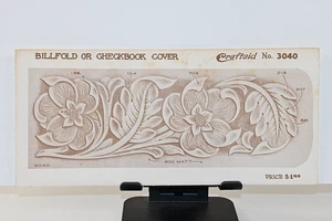 VTG NOS Craftaid 3040 Leathercraft Stencil Template Billfold Checkbook Floral - Picture 1 of 2