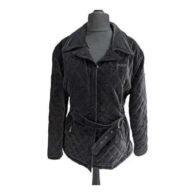 Chaqueta acolchada Harley Davidson bordada con cinturón negra grande para mujer Foto 1 de 4