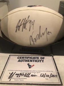 Whitney Mercilus, Ki'am Fairbarn & Brian Cushing Signed Houston Texans Football - Picture 1 of 6
