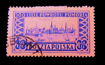 Estampillas de Polonia Scott 642 Malbork 1,40 zl 1954 usadas originales Foto 1 de 4