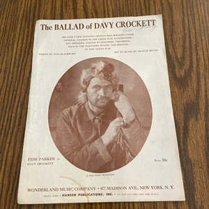 The Ballad of Davy Crockett, Fess Parker Photo, 1954 vintage Movie sheet music - Picture 1 of 4