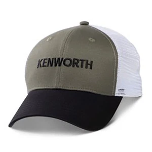 Gorra/sombrero de malla Kenworth Motors Trucks sarga lijada verde oliva y negro - Imagen 1 de 1