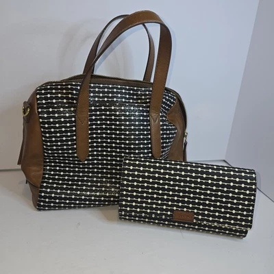 Bolso Cartera Rachel Edición Fossil Nº 1954 Diseño Llave Blanco y Negro ZB7990 con Cartera Foto 1 de 4