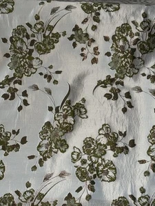 1M Green Floral Leaf FLORAL METALLIC BROCADE FABRIC 58" WIDE - Picture 1 of 8