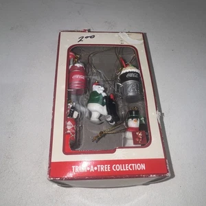 Vintage Coca Cola Polar Bear Trim a Tree Collection Set of 5 Ornaments NEW - Picture 1 of 3