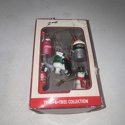 Vintage Coca Cola Polar Bear Trim a Tree Collection Set of 5 Ornaments NEW - Image 1 of 3