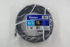 Southwire 15 Fuß 6/3 schwarze Litze Romex SIMpull CU NM-B mit G-Kabel - Bild 1 von 3