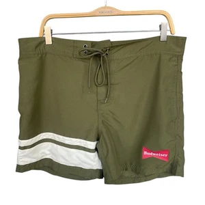 Pacsun Budweiser Mens Swim Trunks Size 34 Green Board Shorts Beer Unlined - Picture 1 of 13