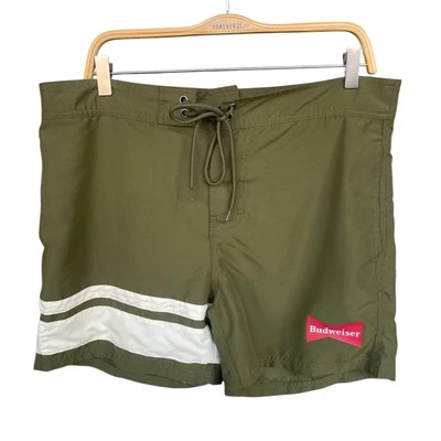 Pacsun Budweiser Mens Swim Trunks Size 34 Green Board Shorts Beer Unlined - Image 1 of 4
