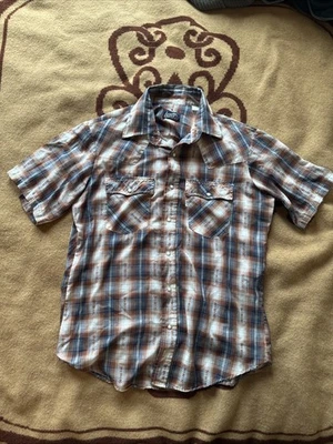 Camisa Levi’s Años 70 Cuadros Para Hombre Grande De Colección Western Pearl Manga Corta A Presión EE. UU. Foto 1 de 4