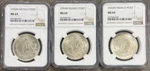 Lot of Three (3) 1926M Mexico Silver Peso, NGC MS64, Choice Uncirculated BU - Picture 1 of 4