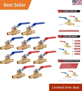 Full Port 1/2" Pex Brass Ball Valve, 10 Pack, cUPC Certified - Picture 1 of 9