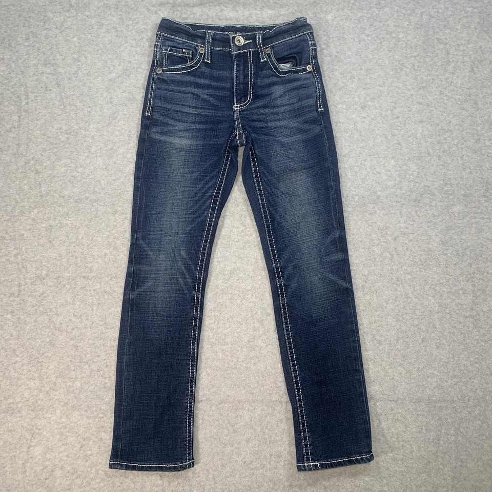 Pantalones de mezclilla rectos BKE Conner para niños talla 8 regular lavado oscuro Foto 1 de 4