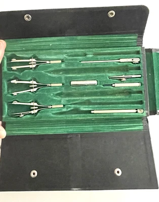 TACRO COMPASS SET German VINTAGE Drafting Drawing ENGINEERING w Case INCOMPLETE - Image 1 of 4