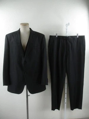 Men's 44R J. Hilburn 3-Pc Tuxedo Suit Black Vest Jacket Pants 38 X 31 Wool Satin - Image 1 of 4