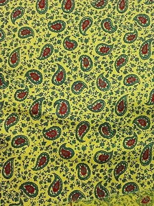 Vtg Bold Yellow Paisley Floral Print Calico Cotton Fabric 35"w X 105" 2.9yds - Picture 1 of 21